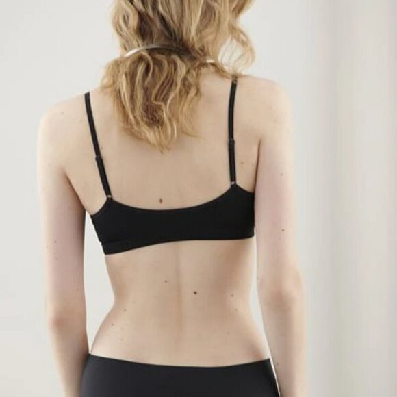 NWT UO Out From Under Kate Micro Ribbed Scoop Neck Black Bralette - Picture 2 of 4